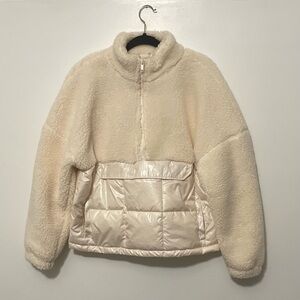 Fabletics Sherpa Half Zip Puffer Sweater Jacket